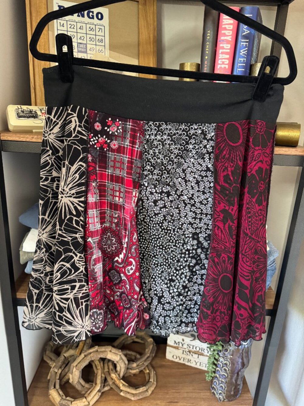 Laura Hlavac Multi Print Paneled Mesh Flirty Skirt - Size L